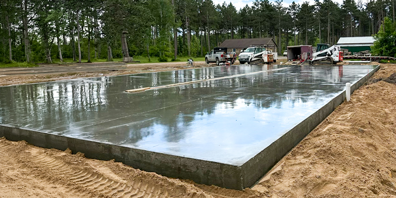 Concrete-Foundations-Feature Large residential concrete slab foundation completed by Trepanier Masonry in Bemidji, MN.