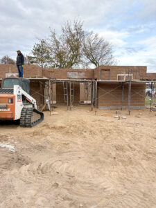 Commercial concrete block masonry building under construction by Trepanier Masonry in Bemidji, MN.